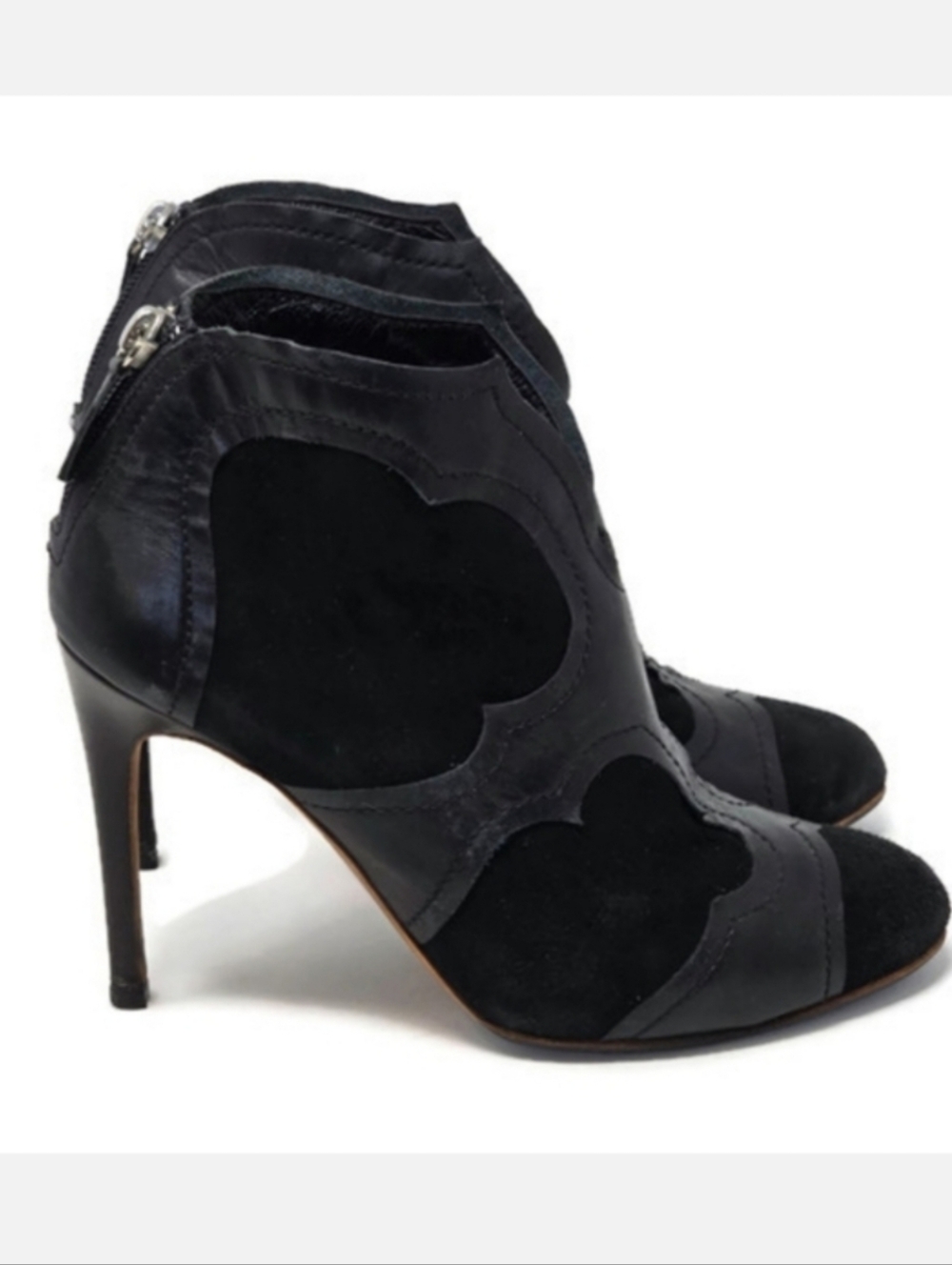 Rupert Sanderson Suede Leather Stiletto Ankle Boots Black EU 37